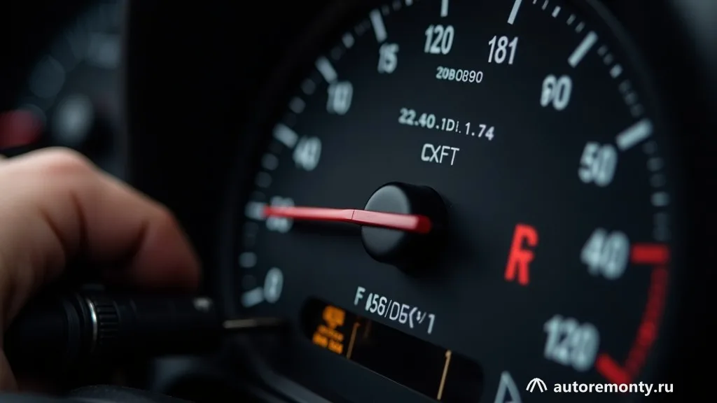 Диагностический прибор подключён к разъёму автомобиля, на экране показан общий экран проверки ABS/ESP — шины большего диаметра